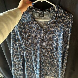 Tribal Navy and Gold Geometric Shirt